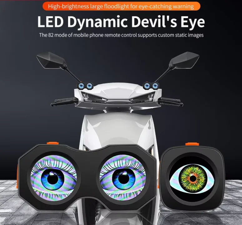 GPRGIT APP Control LED Devil Eye Mirror Light Dynamic Demon Eye for Motorcycle Car EV