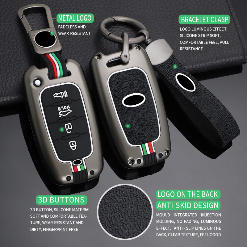 GPRGIT Zinc Alloy Car Key Case Cover for Kia Optima K5, Forte, Soul, Sorento, Mohave, Borrego (2011-2012)