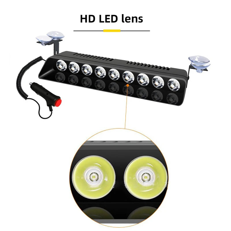 GPRGIT 9SMD Red/Blue LED Strobe Warning Light with Suction Cup - Dashboard Windshield Interior Flash Light