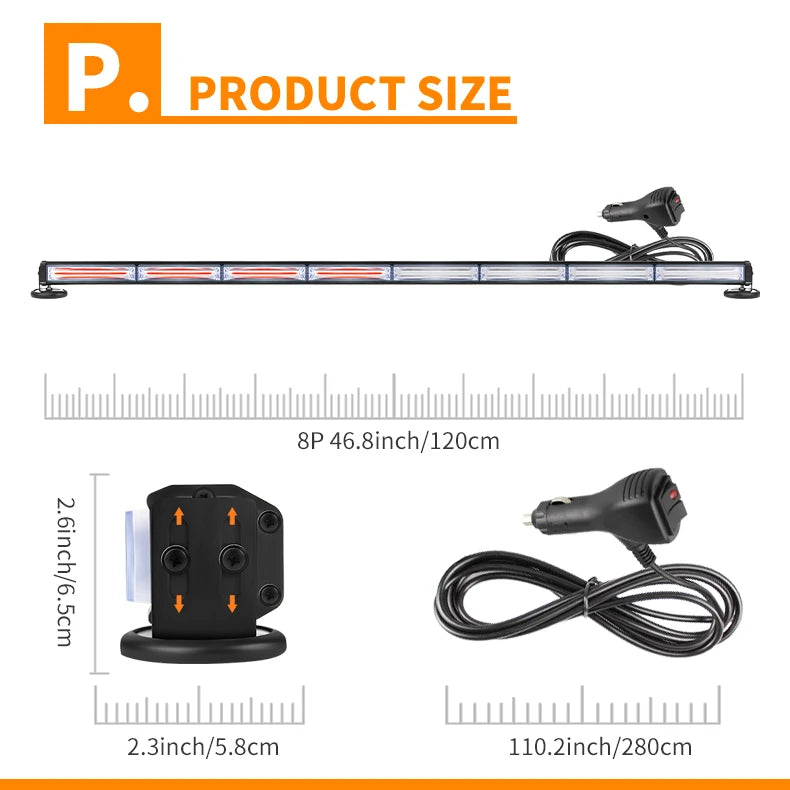 Hengjian Factory Wholesale DRL Strip Flashing Lamp Led Strobe Light Adjustable Magnetic Suction Cups 119cm Car Ceiling Light