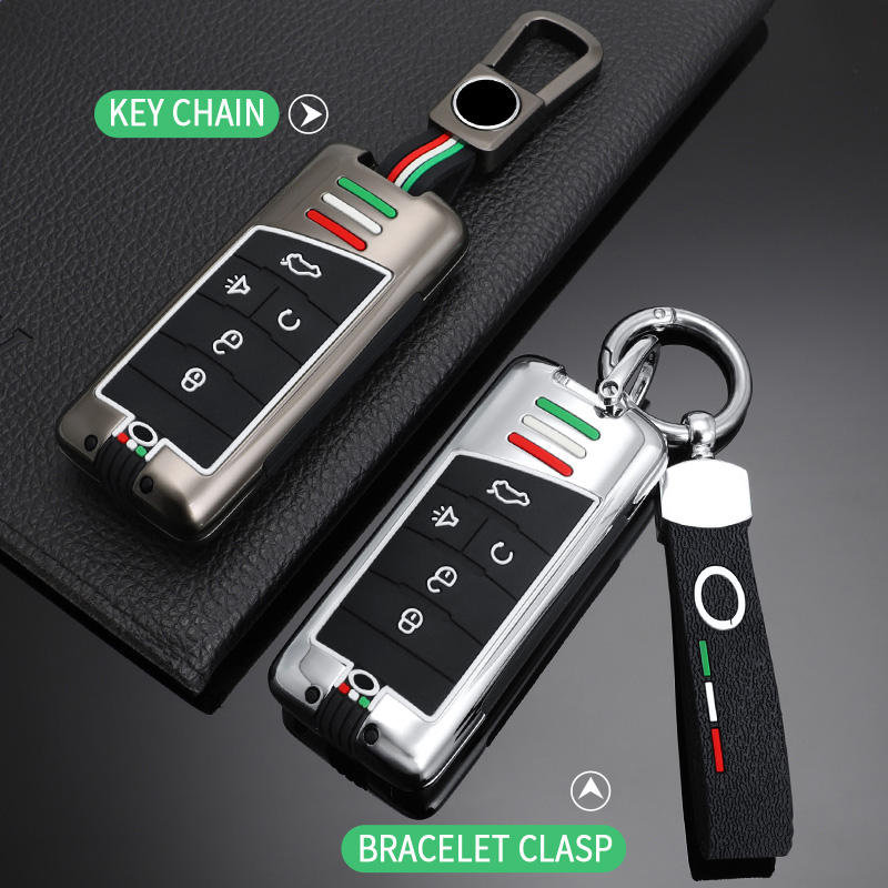 GPRGIT Metal 5-Button Car Key Case Cover for GAC Trumpchi GS4, GM8, GA3, GA6, GS7, GS8 (Keyless Fob)