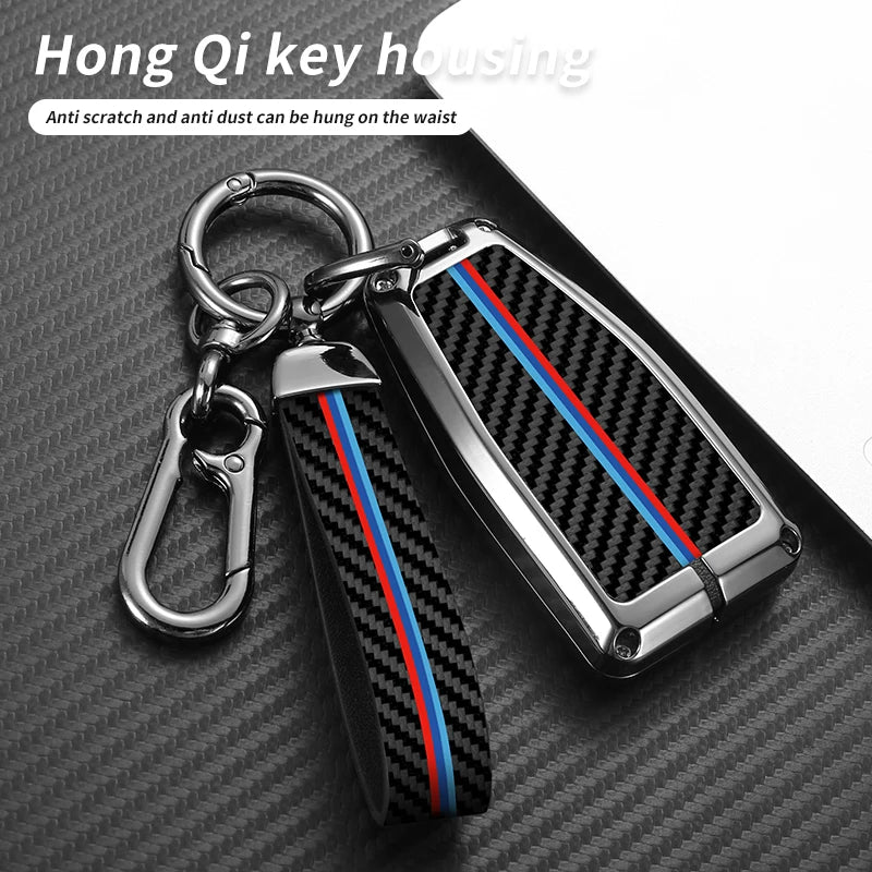 GPRGIT Carbon Fiber Metal Car Key Case Cover for Hongqi H5 H9 HS5 HS7 H7 L5 HS3 L9 Keyless Protector Holder Auto Accessories