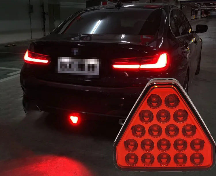 GPRGIT 12V LED Triangle Brake Taillight 20W High-Brightness Warning Light Universal Car