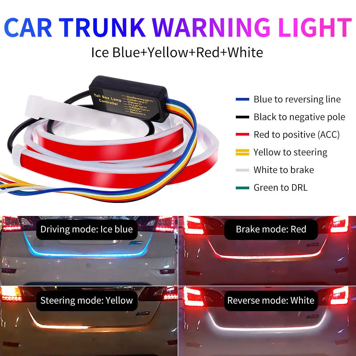 GPRGIT 12V LED Strip Tailgate Light Flowing Brake Turn Signal for SUV Truck Trailer