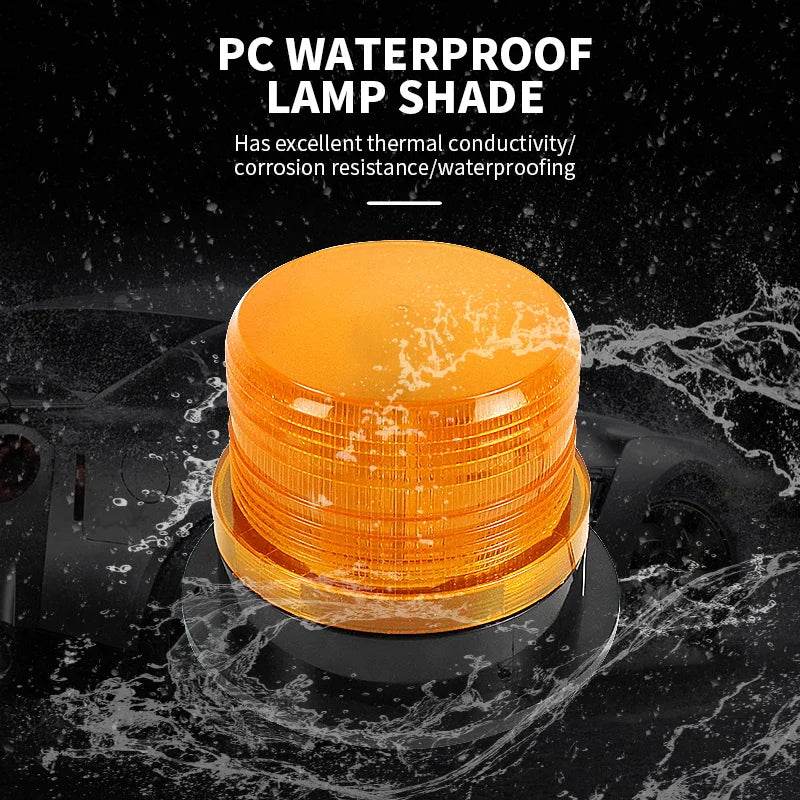 LED Amber Strobe Light Flashing Emergency Warning Beacon with Magnetic Mount for Golf Carts UTV Car Bus