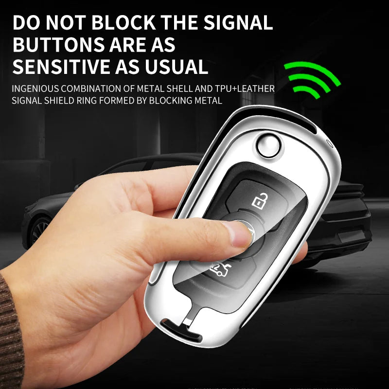 GPRGIT Metal Leather Car Key Case Cover for Buick VERANO ENCORE GX GL6 for Opel Vauxhall Astra K Corsa E
