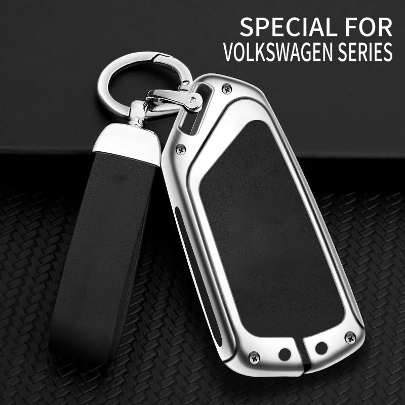 GPRGIT Metal Leather Key Case Cover for VW Volkswagen Golf 8 2020 Skoda Octavia A8 2021 SEAT Leon MK4 Key Fob