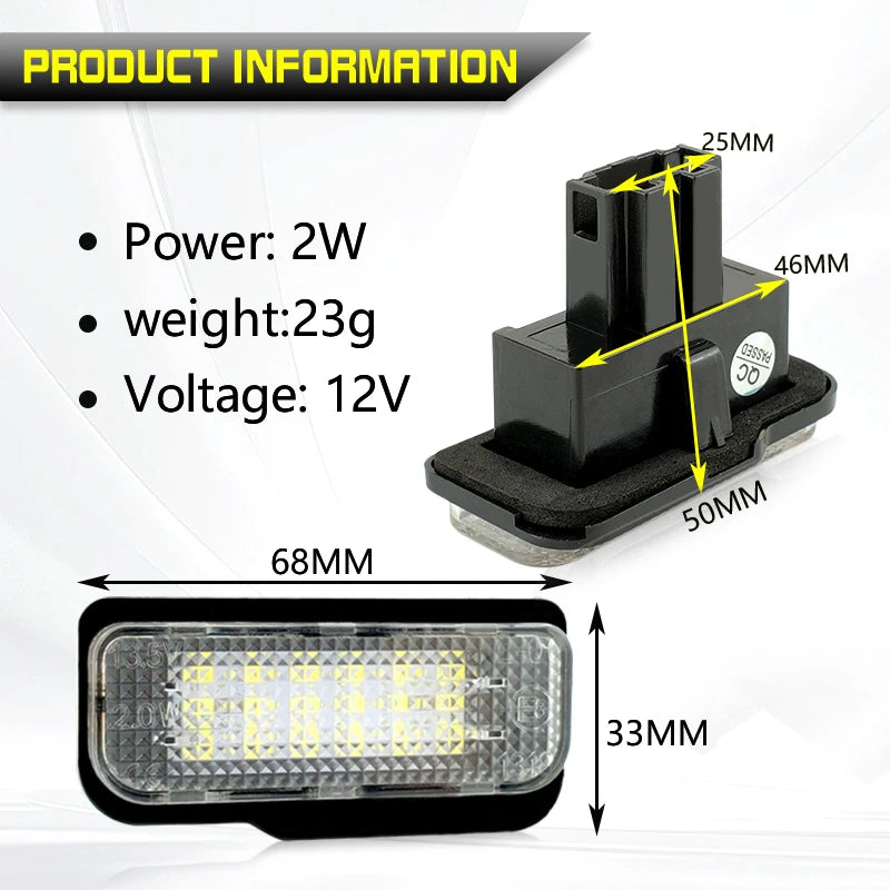 GPRGIT LED License Plate Light for Mercedes-Benz W203 W211 W219 12V 6500K