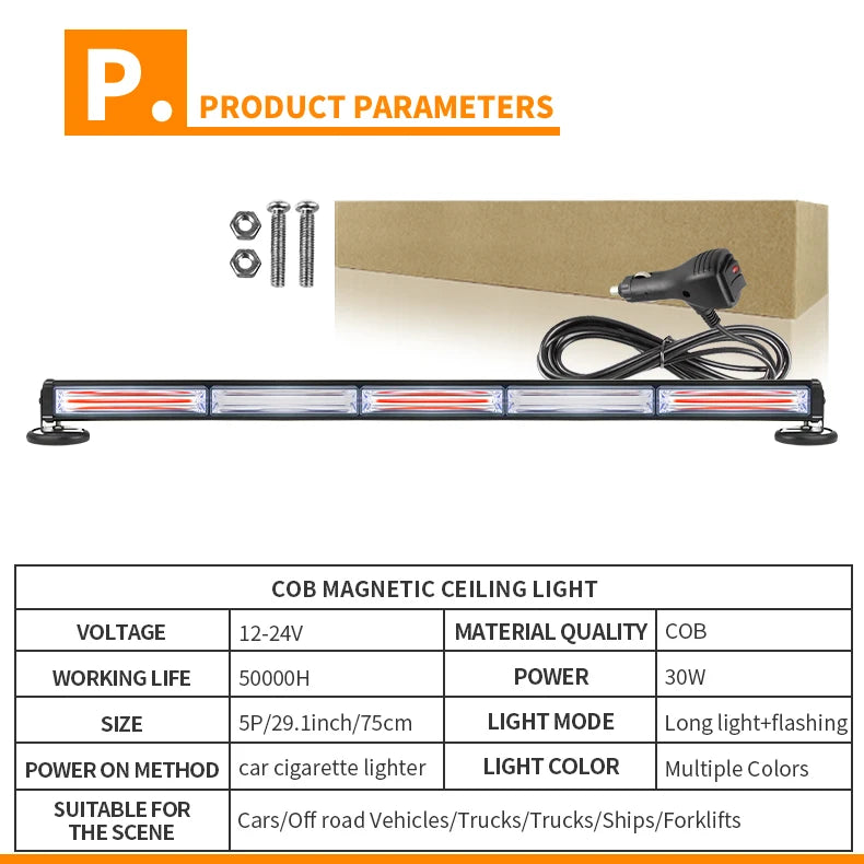 12V 24V Truck Car LED Flashing Lights Bar Emergency Flash LED Warning Strobe Lights with Magnet Bracket