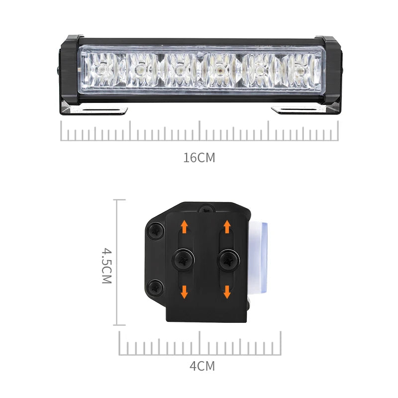 Vehicle 6 LED Warning Light Bar Waterproof Grille LED Light Bar Emergency Strobe Lights for Truck Offroad