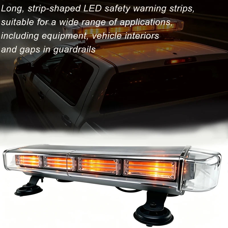 GPRGIT 12V Amber LED Warning Light Bar 20000LM Suction Cup Mount Traffic Advisor Strobe