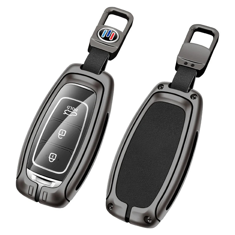 GPRGIT Zinc Alloy Leather Car Remote Key Case Cover for Hyundai IX35 LAFESTA Santa Solaris HB20 Veloster SR