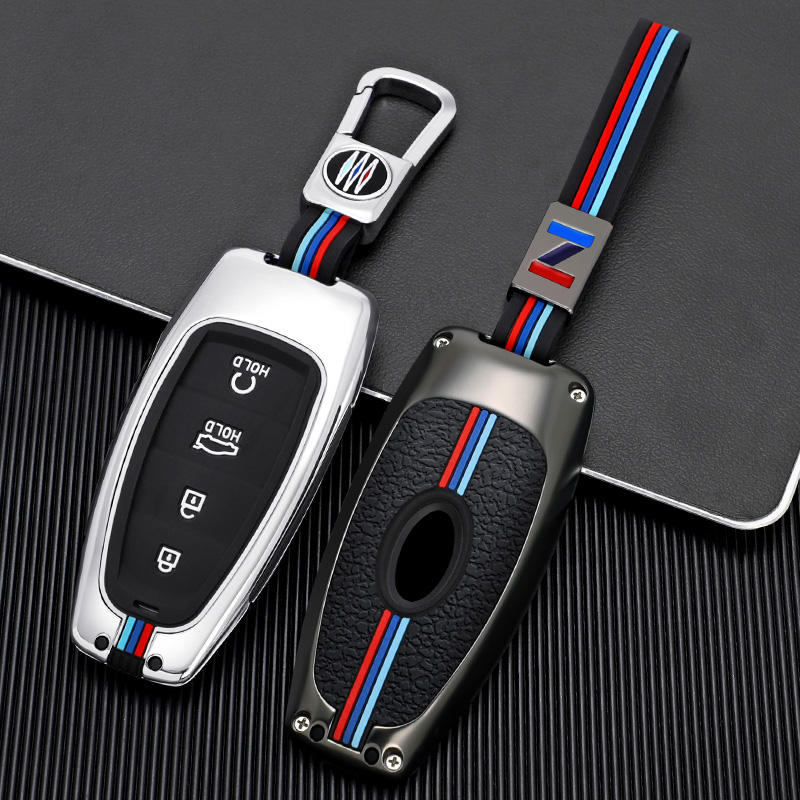 GPRGIT Zinc Alloy 4-Button Car Key Case Cover for Hyundai Veloster N, Encino, Venue, Santa Fe, Kona EV (2020)