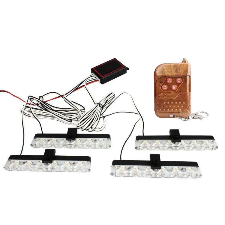 4-Piece LED Strobe Grille Light Strip Red/Blue with Remote, Model XA9206-4