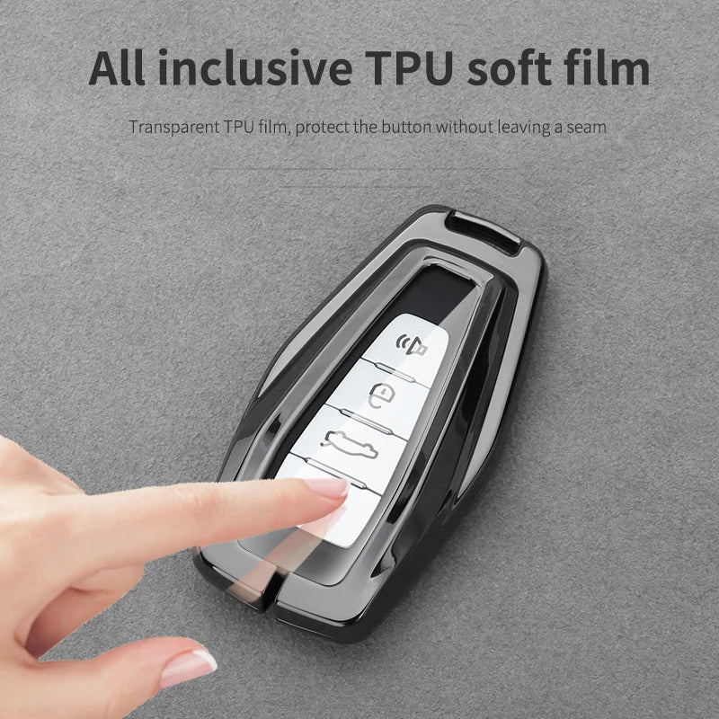 GPRGIT Carbon Fiber Metal Car Logo Key Fob for Geely Coolray Atlas Boyue NL3 Emgrand X7 EX7 GT GC9 Borui GX7 Okavango