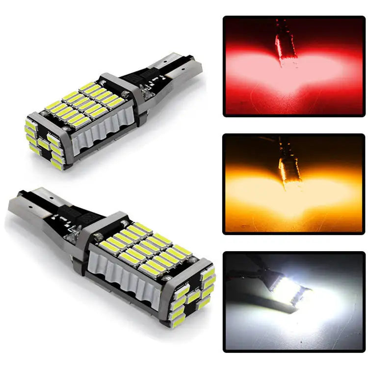 GPRGIT T15 921 W16W 45SMD 4014 LED Additional Brake Lamp Canbus No Error Reverse Lights Daytime Running Light DC12 White