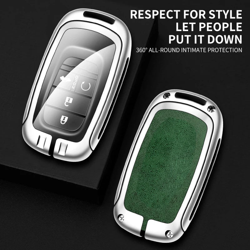 GPRGIT Zinc Alloy Leather Car Logo Key Case Cover for Honda CRV CR-V Fit Civic Accord HR-V HRV City Odyssey XR-V