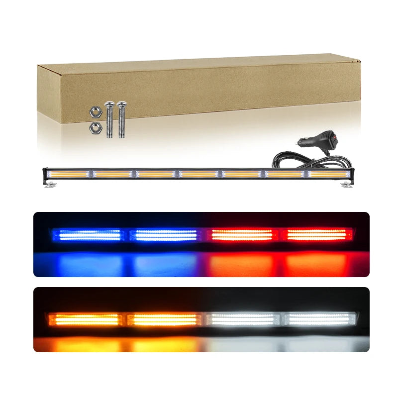 41inch COB LED Hazard Emergency Warning Strobe Light Bar Rear Window Deck Dash Warning Caution Lightbar Traffic Advisor
