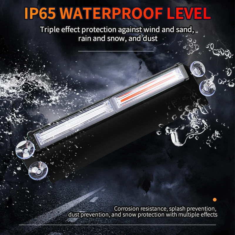 Car Windshield LED Warning Light Interior Flashing Emergency Dash Deck Strobe Lights 12V 24V