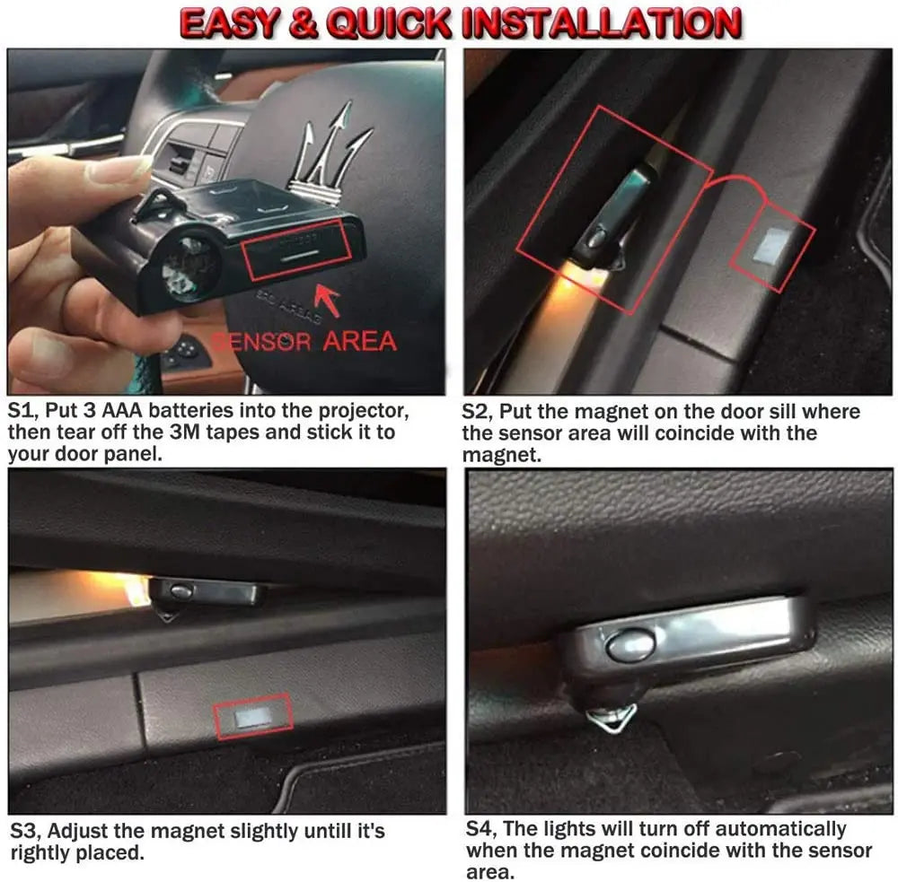GPRGIT Wireless 3D Car Door Logo Projector Lights LED Car Door Welcome Logo Laser Projector Light