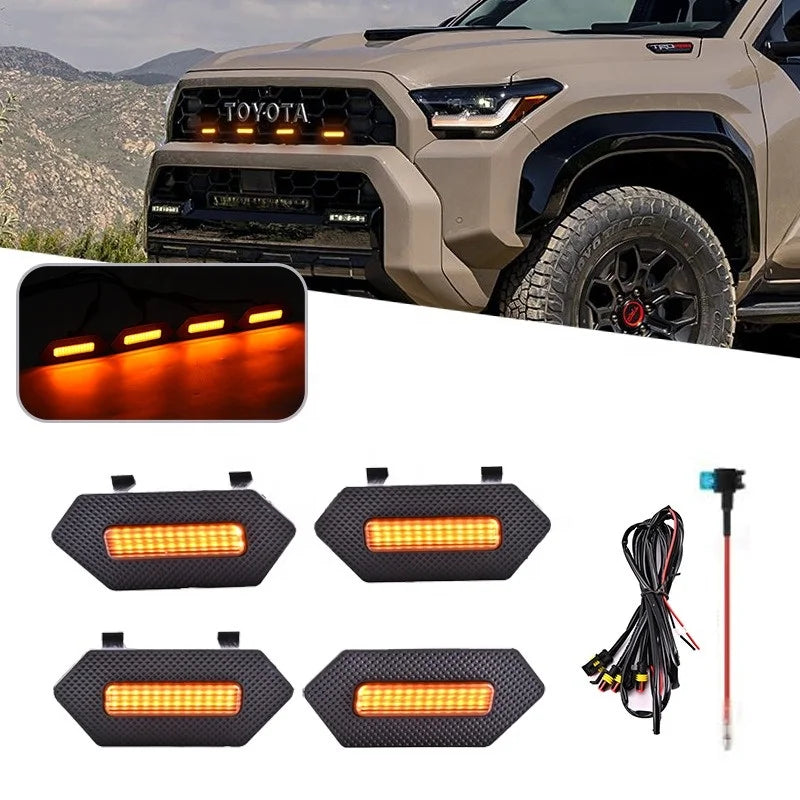 GPRGIT 4-Piece LED Grille Light for 2025 Toyota 4Runner TRD / TRD PRO - DRL Warning Light