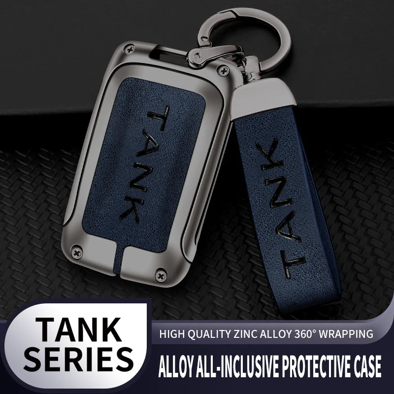 GPRGIT Zinc Alloy Leather Car Key Case Cover for Tank 300 2021 Great Wall Keychain Remote Keyless Accessories