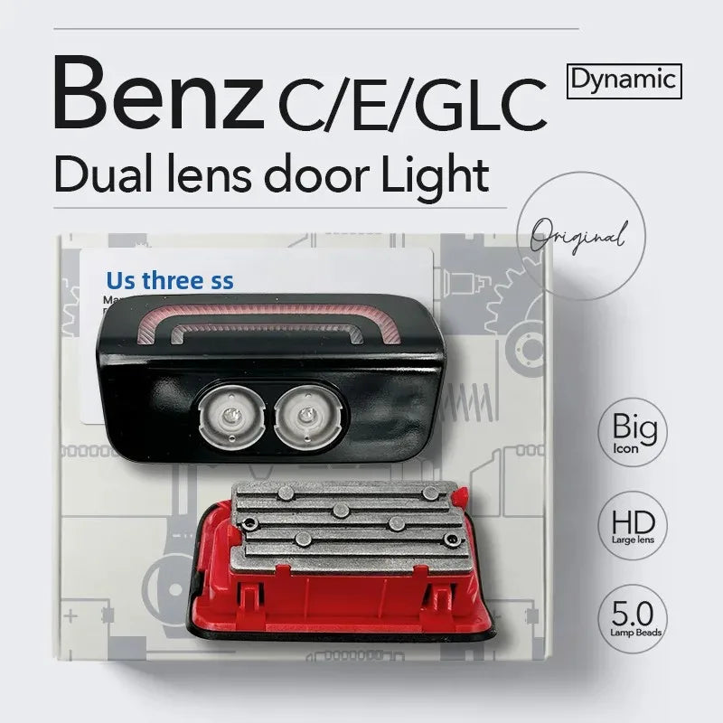 GPRGIT Dynamic Car Door Welcome Light for Benz GLC E C Class S W206 EQE EQS SUV W223 2024 Dual Lens Glass LED Laser Projector HD