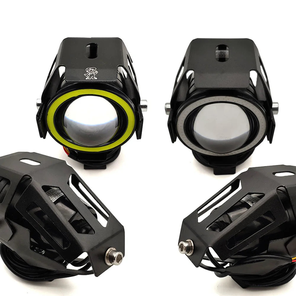 GPRGIT U7 RGB LED Spotlight Fog Light DRL Angel Eyes Auxiliary for Universal Car