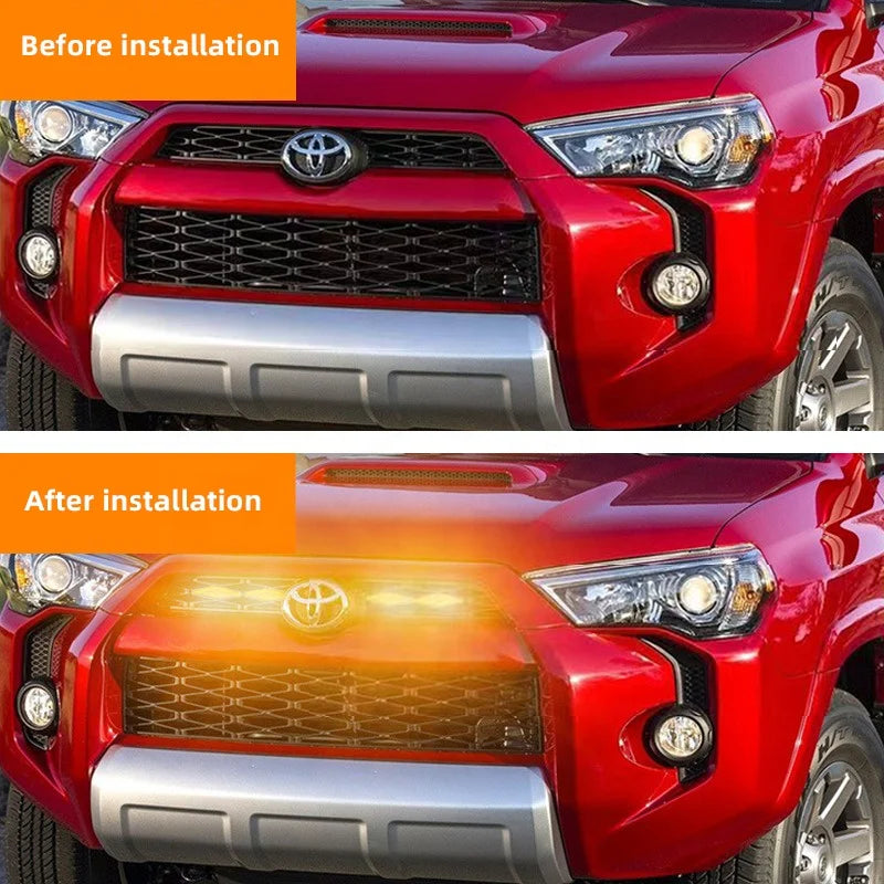 GPRGIT 4-Piece LED Grille Light for Toyota 4Runner 2014-2019 - DRL Yellow/White Fog Warning Light