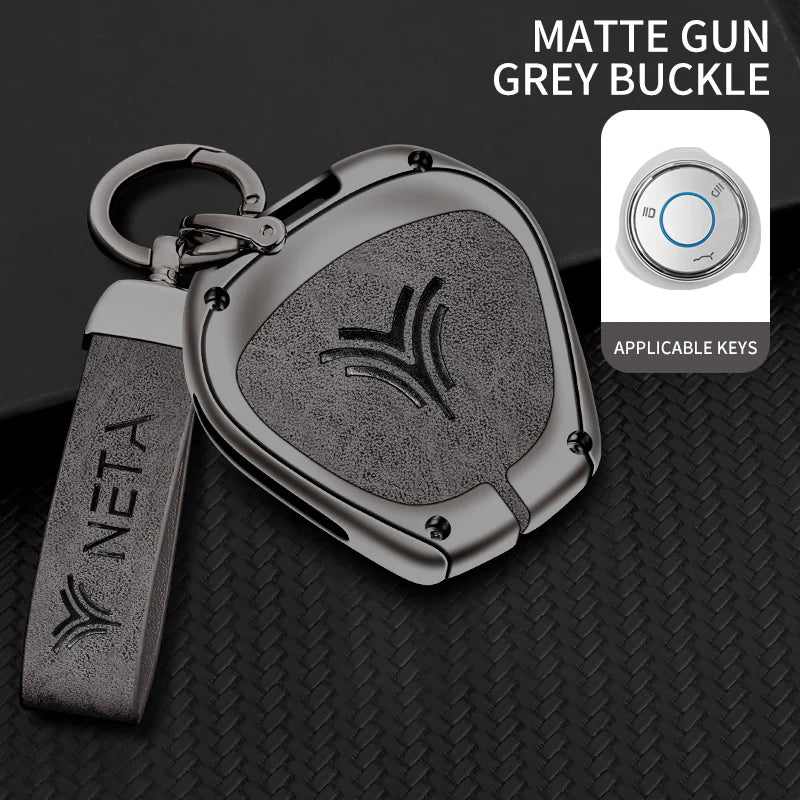 GPRGIT Zinc Alloy Leather Car Key Case Cover for Neta V/U Pro New Energy Vehicles