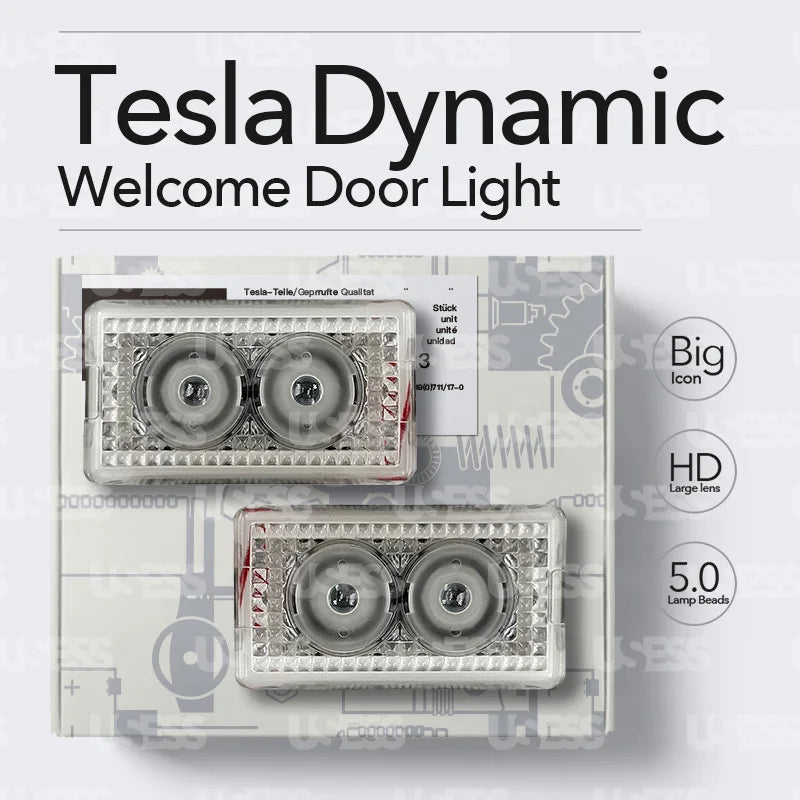 GPRGIT Welcome Car Door Light for Tesla Model 3/X/Y/S Dual Lens Icon Courtesy HD LED Projector Lamp