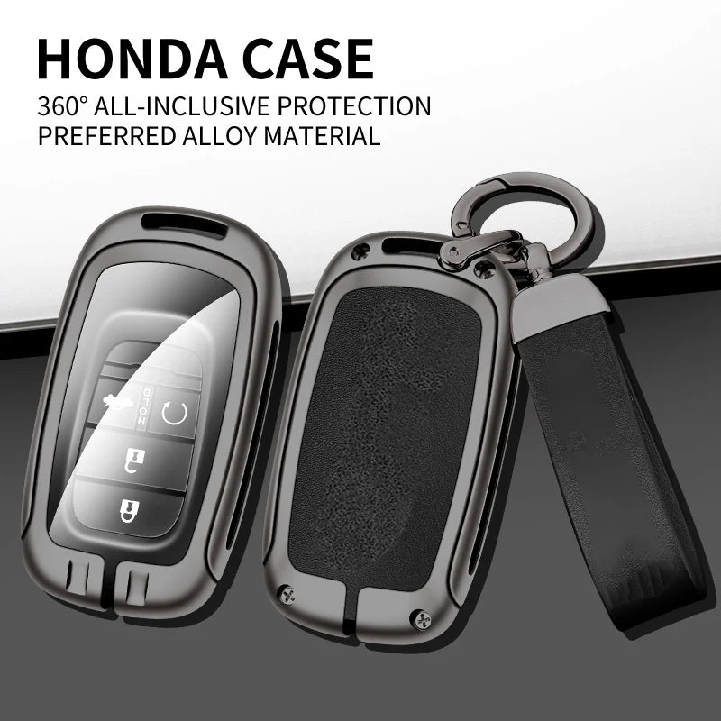 GPRGIT Zinc Alloy Leather Car Logo Key Case Cover for Honda CRV CR-V Fit Civic Accord HR-V HRV City Odyssey XR-V