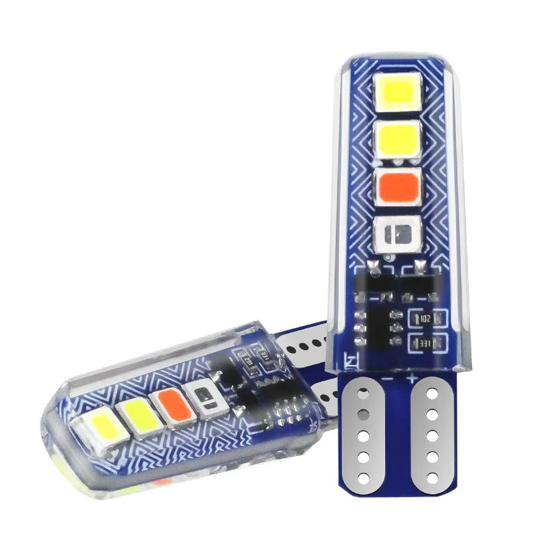 GPRGIT Automotive LED Silicone T10 Bulbs 4 Color Flashing 2835 8SMD Width Indicator License Plate Lamp