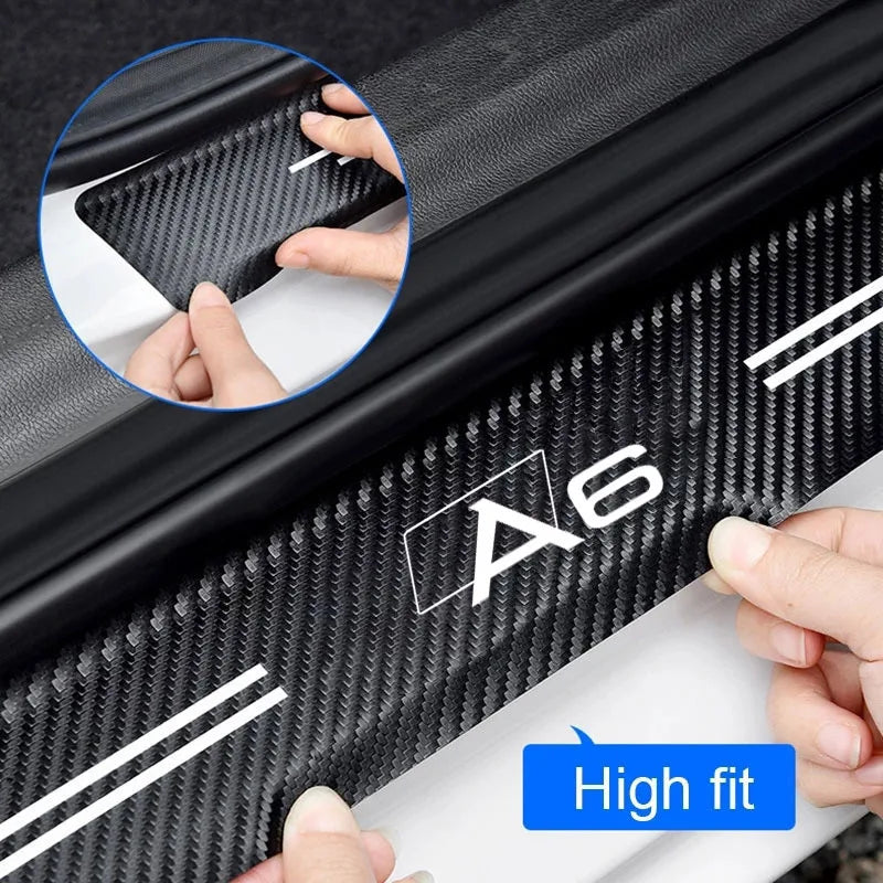 Car Door Sill Guard Plate Threshold Protector Carbon Fiber Running Board for Audi A6