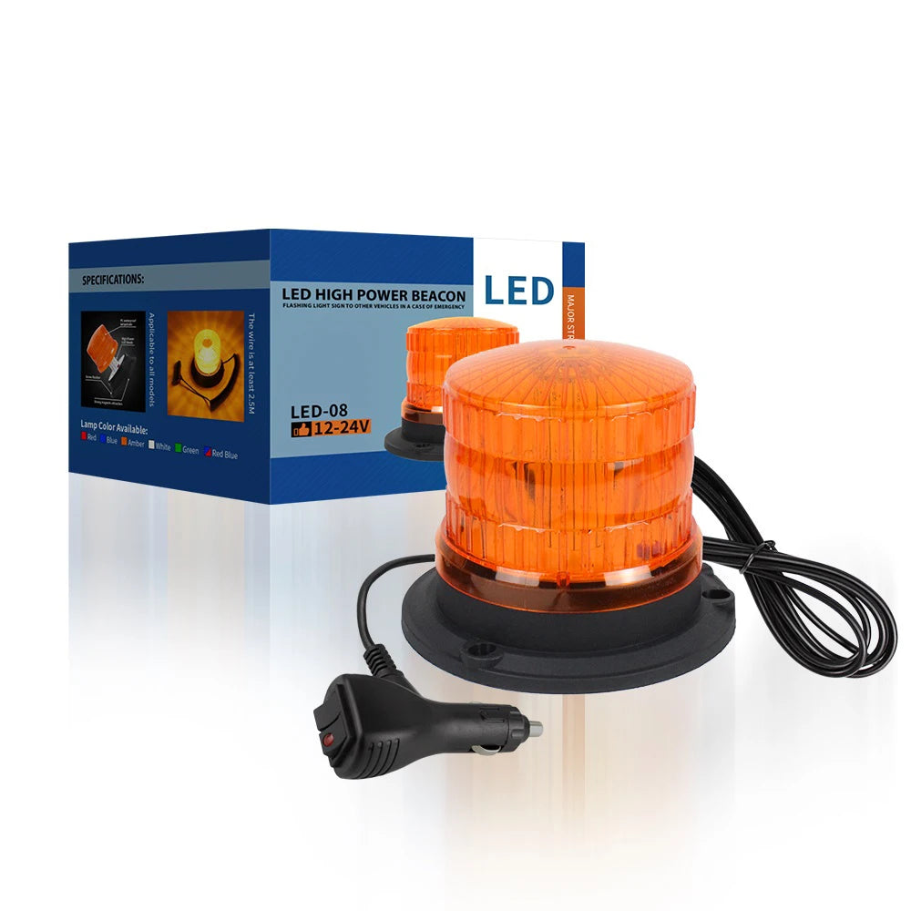 Amber Emergency Warning Light Magnet LED Flashing Rotating Beacon Light for Forklift School Bus Ambulance