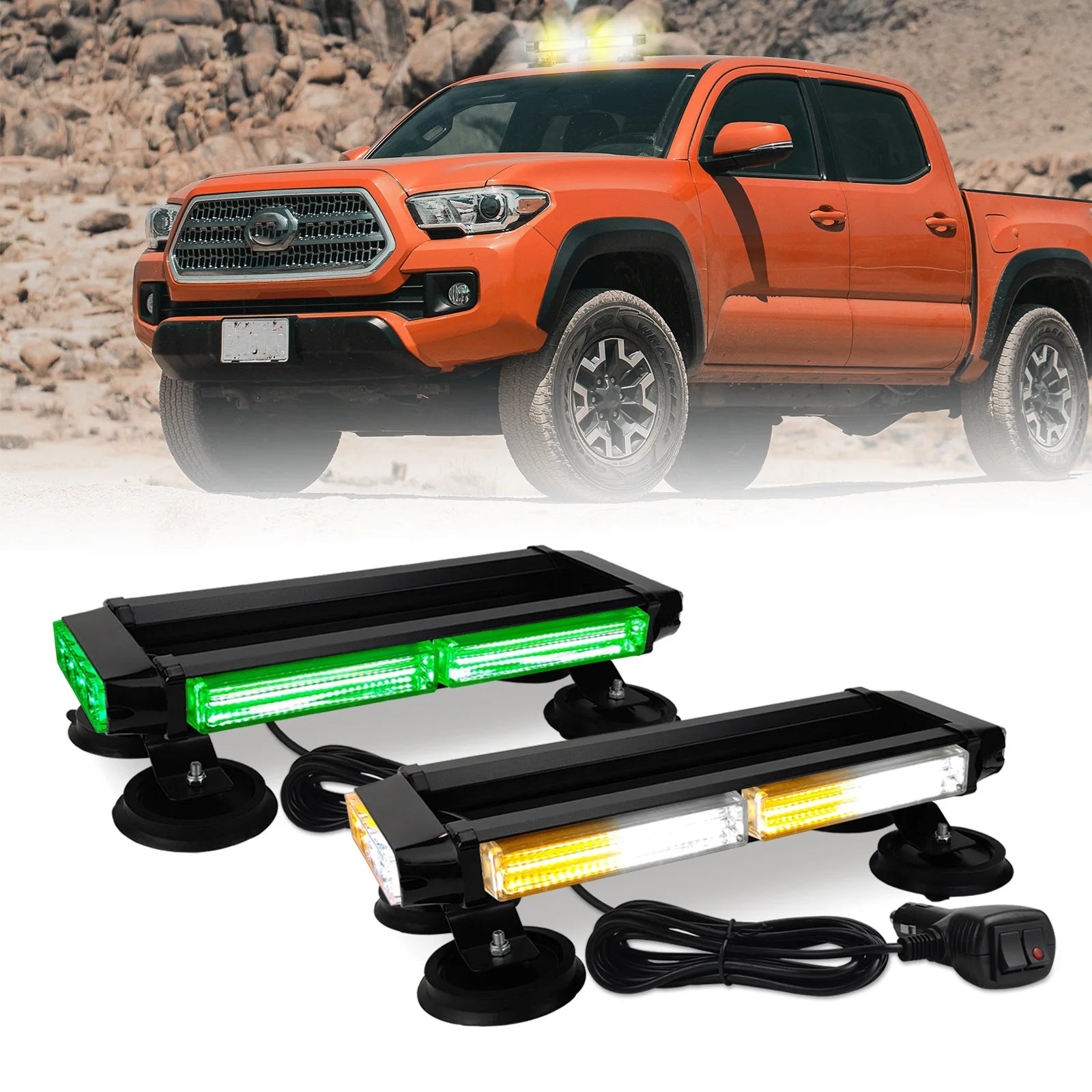 Amber LED Warning Light Bar Magnetic Base Emergency Hazard Security Strobe Light for Car Firefighter Roof Top for Red White