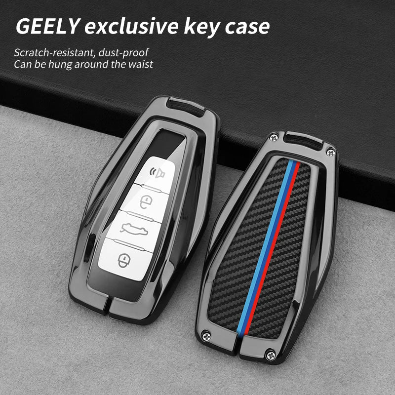 GPRGIT Carbon Fiber Metal Car Logo Key Fob for Geely Coolray Atlas Boyue NL3 Emgrand X7 EX7 GT GC9 Borui GX7 Okavango