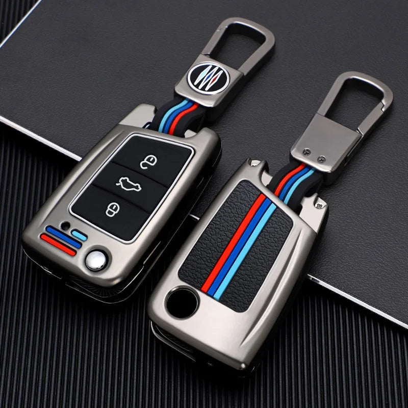 GPRGIT Zinc Alloy Car Flip Key case Over for VW Golf 7 MK7 Tiguan MK2 for Seat Ateca Leon FR 2 Ibiza Skoda Octavia Remote Car Key Box