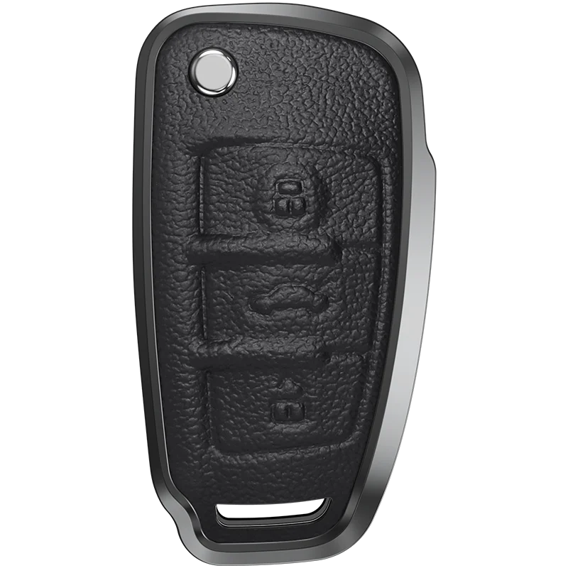 GPRGIT Folding Aluminum Leather Car Key Cover Case Fob for Audi A3 8L 8P A4 B6 B7 B8 A6 C5 C6 4F RS3 Q3 Q7 TT 8L 8V S3 Accessories
