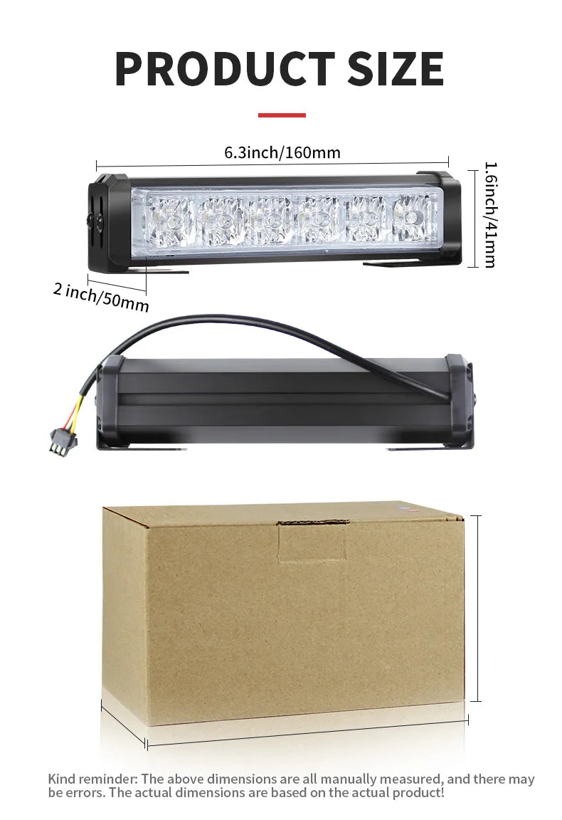 Super Bright 4 in 1 Car LED Warning Light Bar Grill Side Marker Strobe Lights Kit Emergency Flashing Light Car Truck