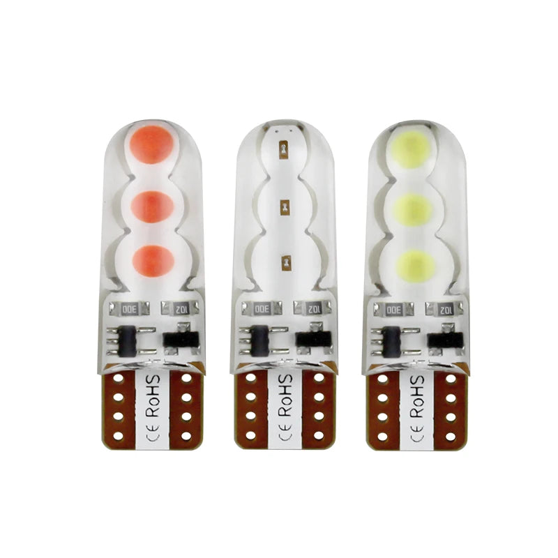GPRGIT Car T10 LED Silicone Strobe License Plate Wedge Bulb Motorcycle Lamp White Red Blue 12V