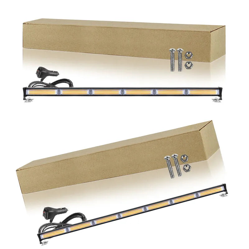 Amber White Red Blue 35inch LED Hazard Emergency Strobe Light Bar COB Flashing Warning Safety Dash Windshield Lights 12V 24V