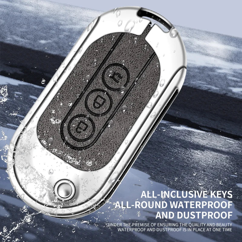 GPRGIT Flip Folding Zinc Alloy Leather Car Key Case Cover for Wu Ling Hong Guang MINI Gameboy Protector Keyless Keychain Accessories