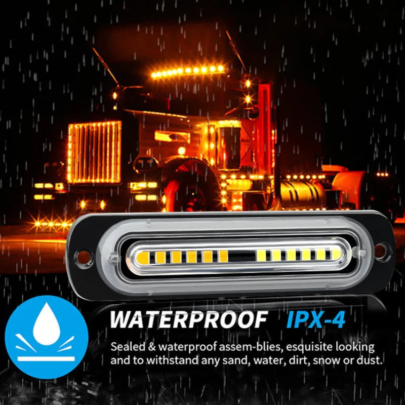 GPRGIT Wireless Remote 12V LED Grille Flash Light - 16 Modes Strobe - 12-24V, 8W, IP65, ABS+PMMA, Remote Control