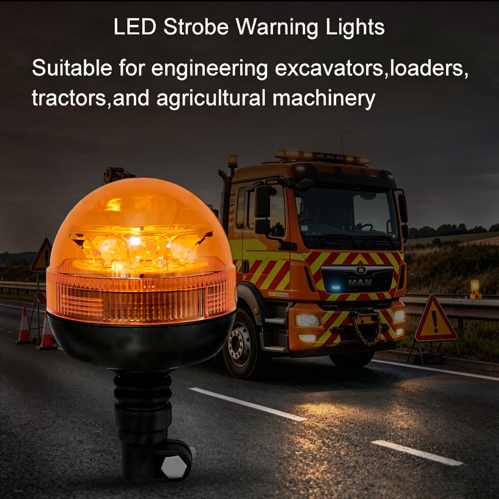 GPRGIT 12V/24V Amber LED Strobe Beacon Warning Light Flexible Mount Rotating Flashing