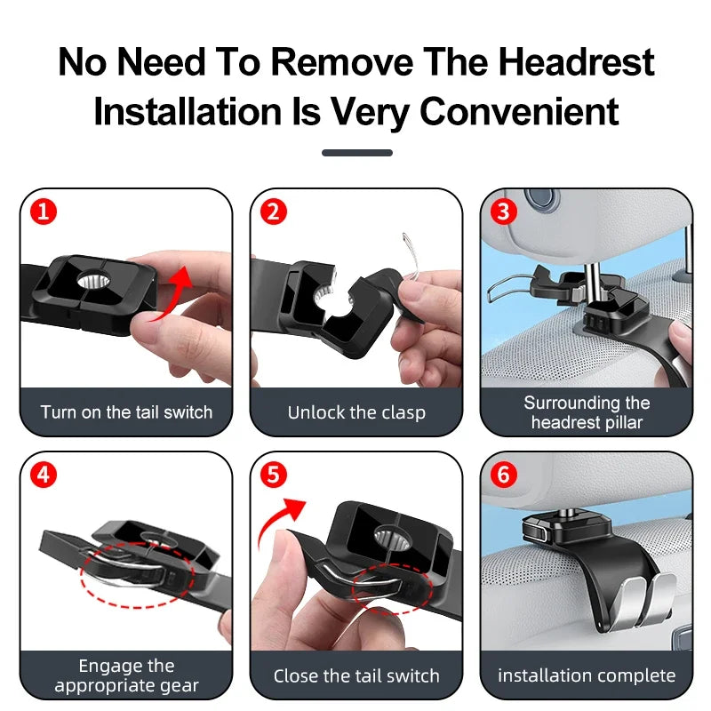 GPRGIT Multi-functional Car Headrest Hook Storage Rack - Adjustable Car Seat Back Hook Suitable for Handbags and Backpacks