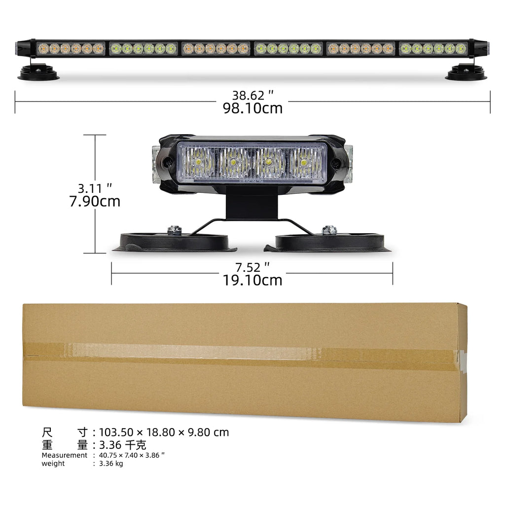 New Led Strobe Light Bar Lumens Strobe Light Bar Double-sided Flashing Emergency Warning Remote Control 28 Magnets New Universal