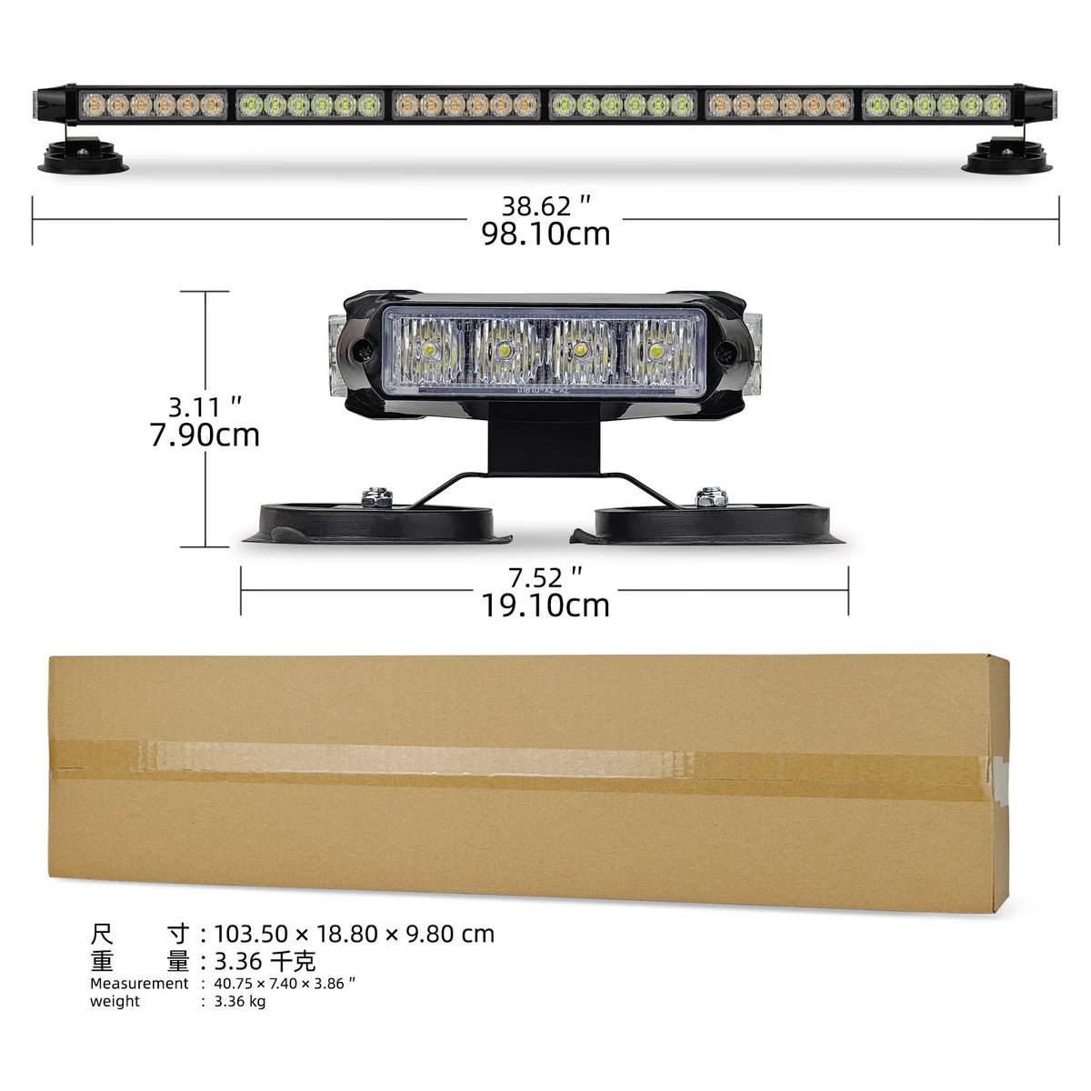 New Led Strobe Light Bar Lumens Strobe Light Bar Double-sided Flashing Emergency Warning Remote Control 28 Magnets New Universal