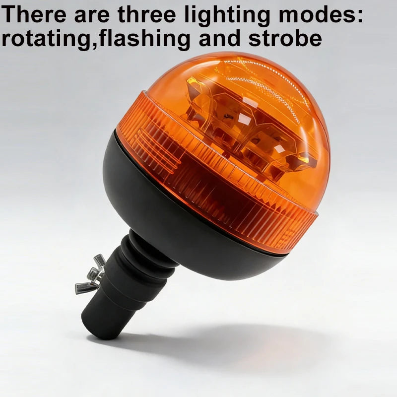 GPRGIT 12V/24V Amber LED Strobe Beacon Warning Light Flexible Mount Rotating Flashing