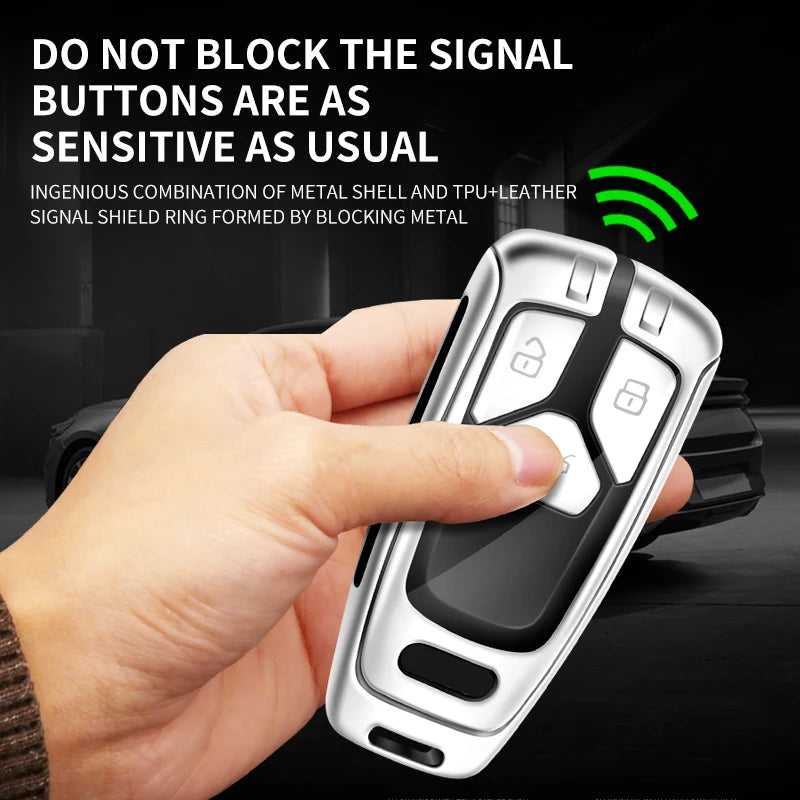 GPRGIT Zinc Alloy Leather Key Case Cover Shell for Audi A6 A5 Q7 S4 S5 A4 B9 A4L 4M TT TTS TFSI RS 8S 8W Car Key Logo Auto Accessories